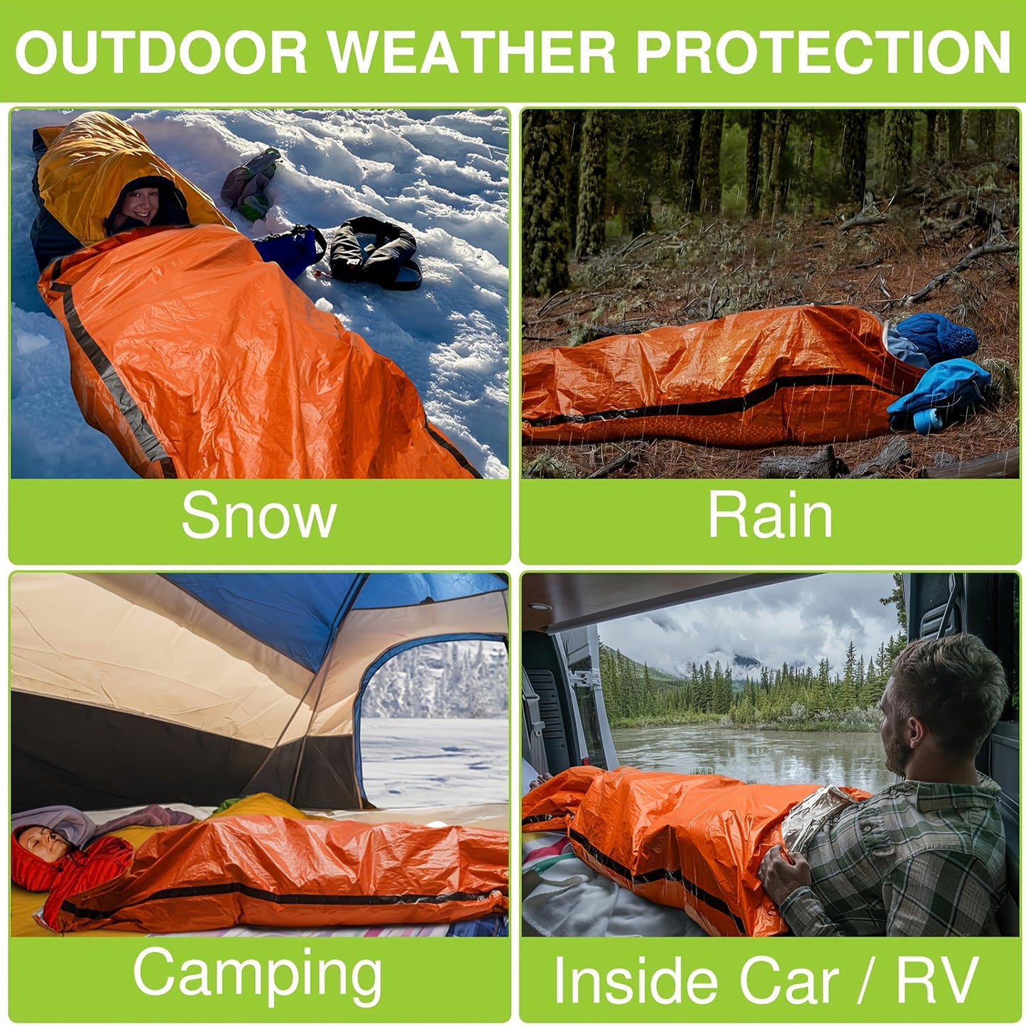 2pcs Emergency Survival Sleeping Bag – Portable Thermal Survival Blanket