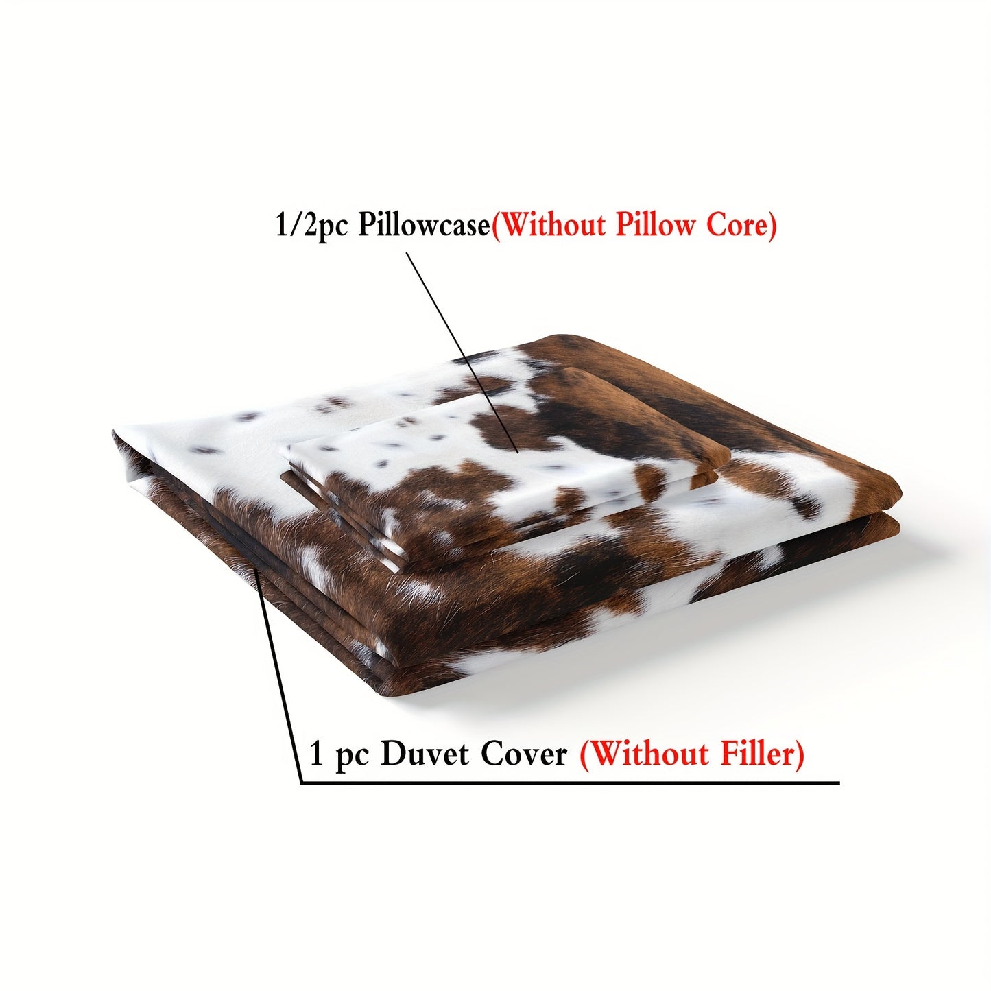Brown and Black Cow Pattern Yak Leather Bedding Set
