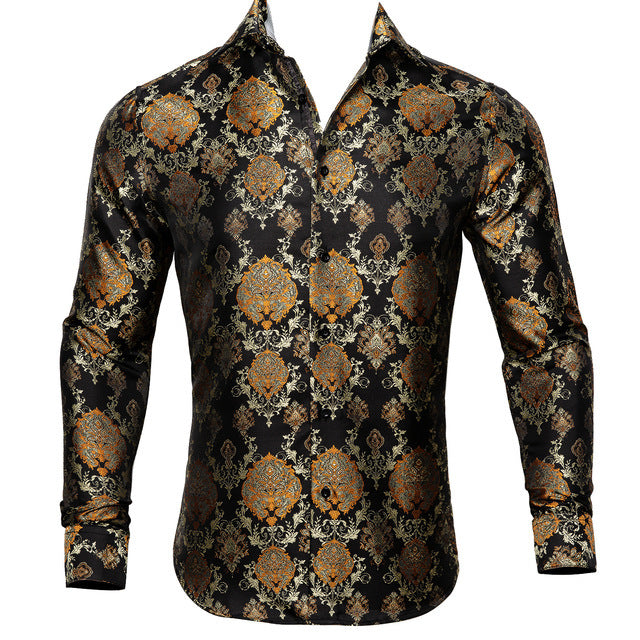 Barry Wang Teal Paisley Floral Silk Shirt – BCY-05
