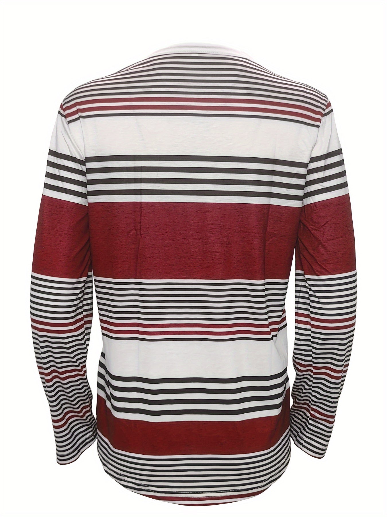 Striped Contrast Button T-Shirt – Long Sleeve Casual Tee for Women