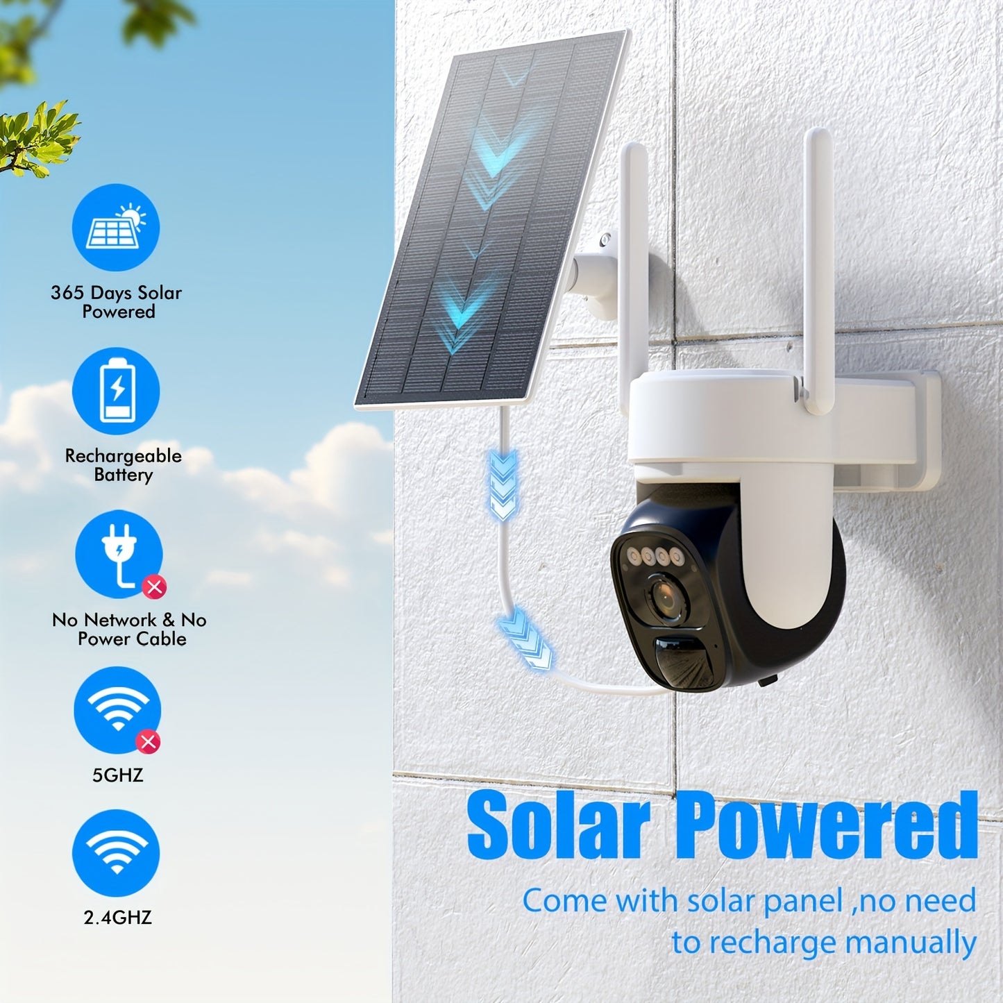 3-pack solar-powered security camera kits