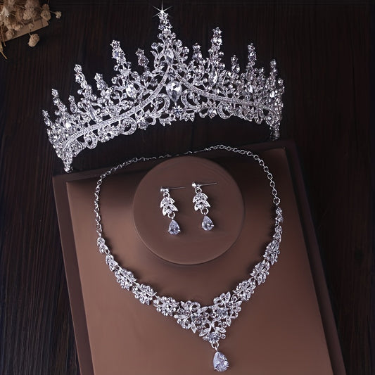 High-End Luxury Crown Necklace & Earring Set – Perfect for Brides and Special Occasions