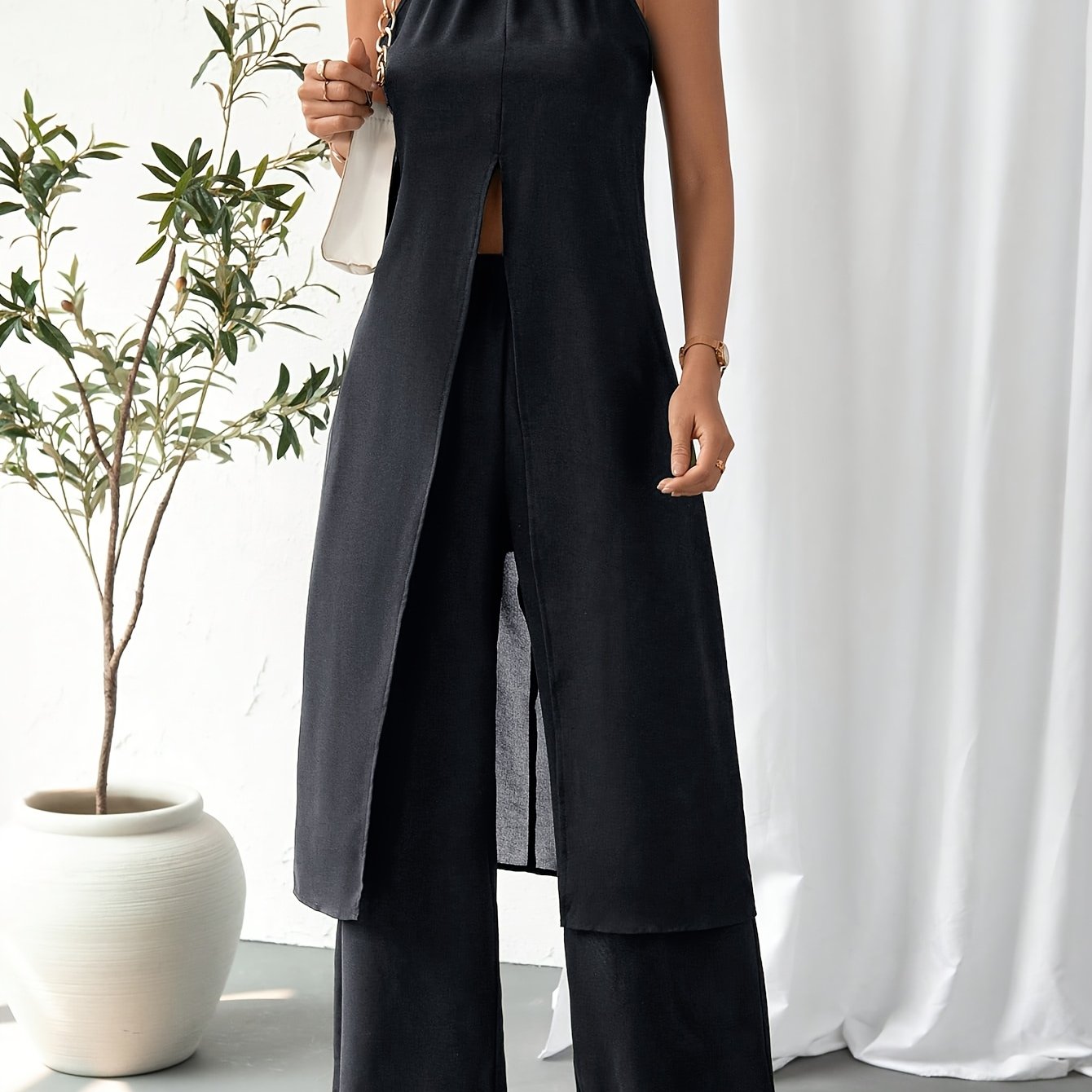 Elegant Casual Solid Color Women's Camisole 2pcs Set