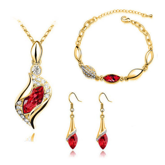 Fashion Necklace Bracelet Earrings Ring Jewelry Set