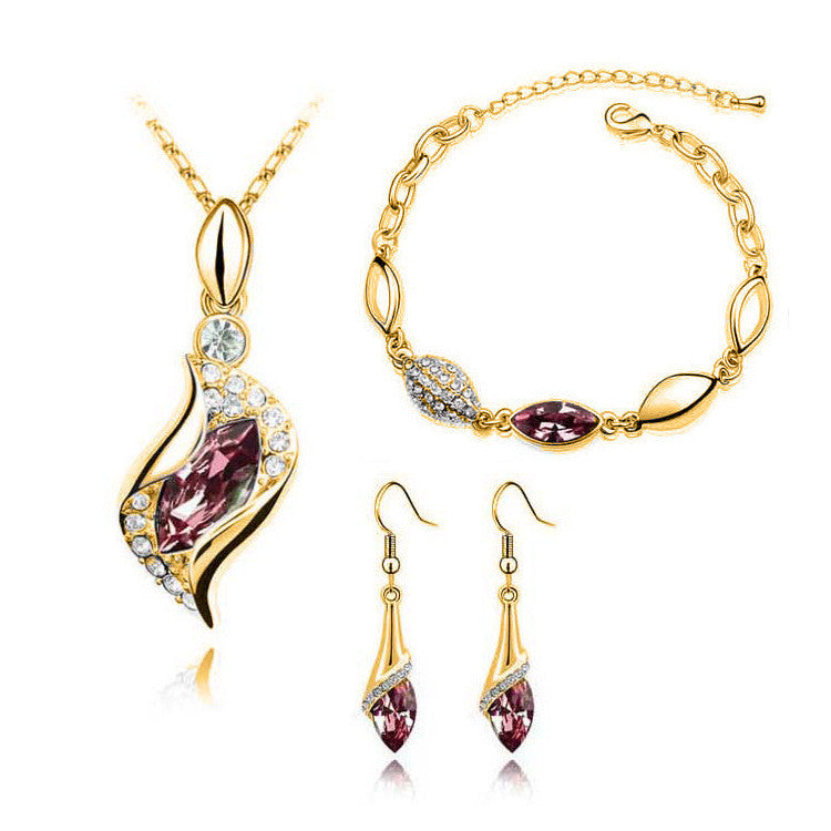 Fashion Necklace Bracelet Earrings Ring Jewelry Set