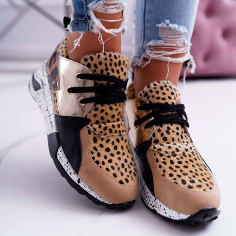 Women’s Plus Size Platform Mixed-Color Sneakers – Stylish Lightweight Running Shoes