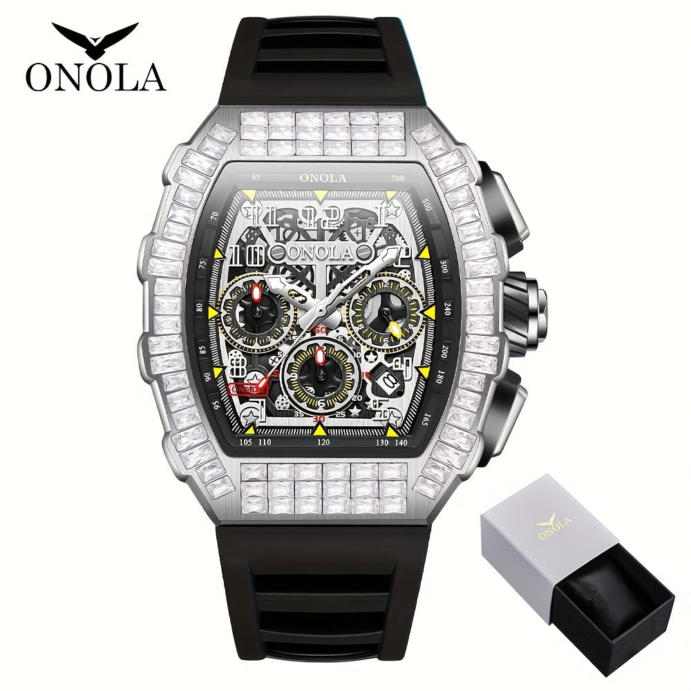 ONOLA Men's Automatic Mechanical Watch – Barrel-Shaped Tourbillon Elegance