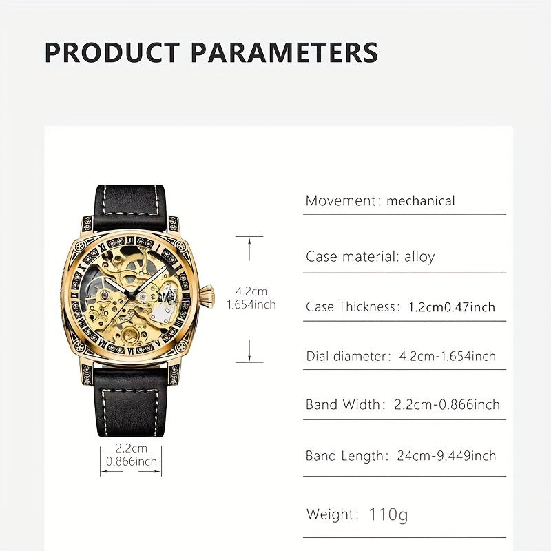 Luxury Golden-Tone Men's Automatic Mechanical Watch