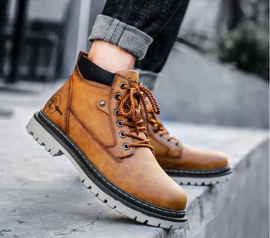 Men’s Casual High Top Leather Tooling Shoes