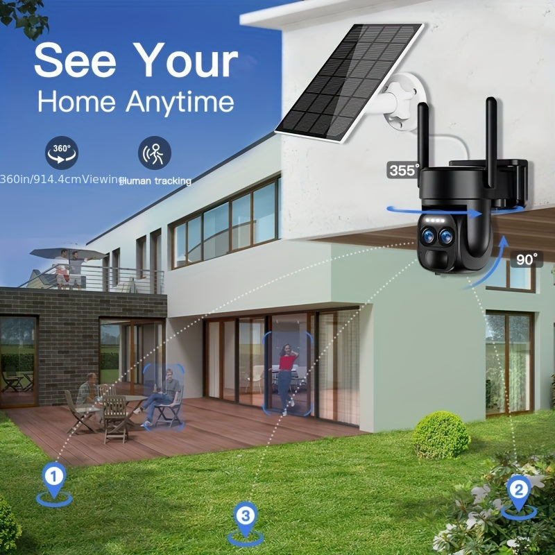 BEENOCAM 10× Zoom 360° Solar-Powered Security Camera