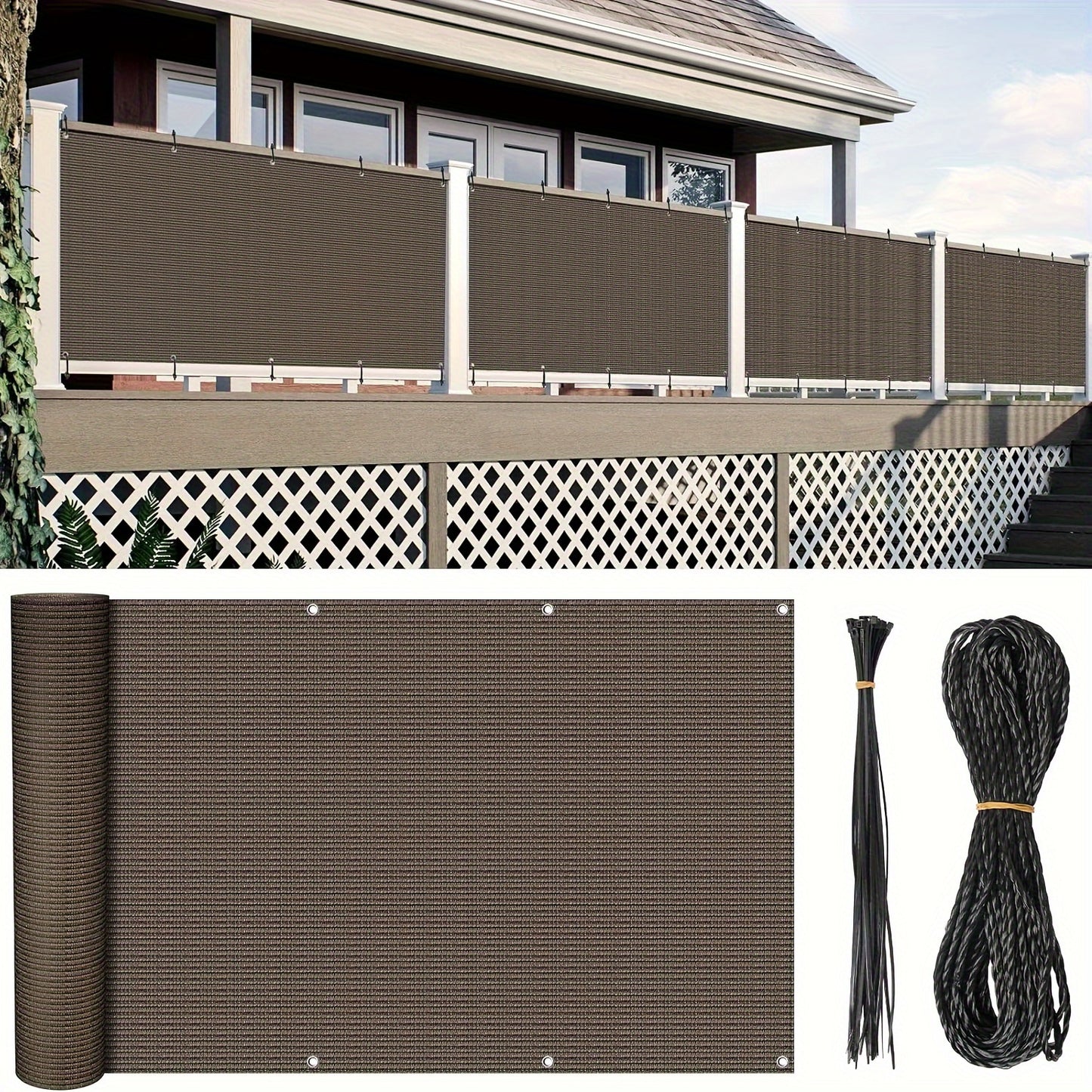 [3x16ft Privacy Screen Fence Cover Net – Windproof, Sun Shade Outdoor Protection]