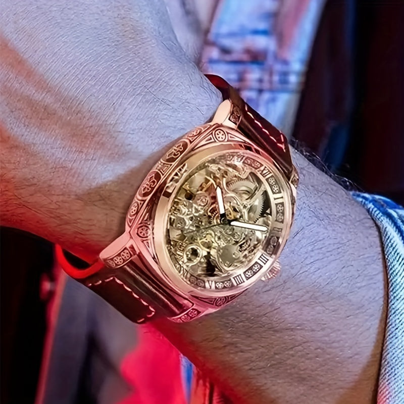 Luxury Golden-Tone Men's Automatic Mechanical Watch