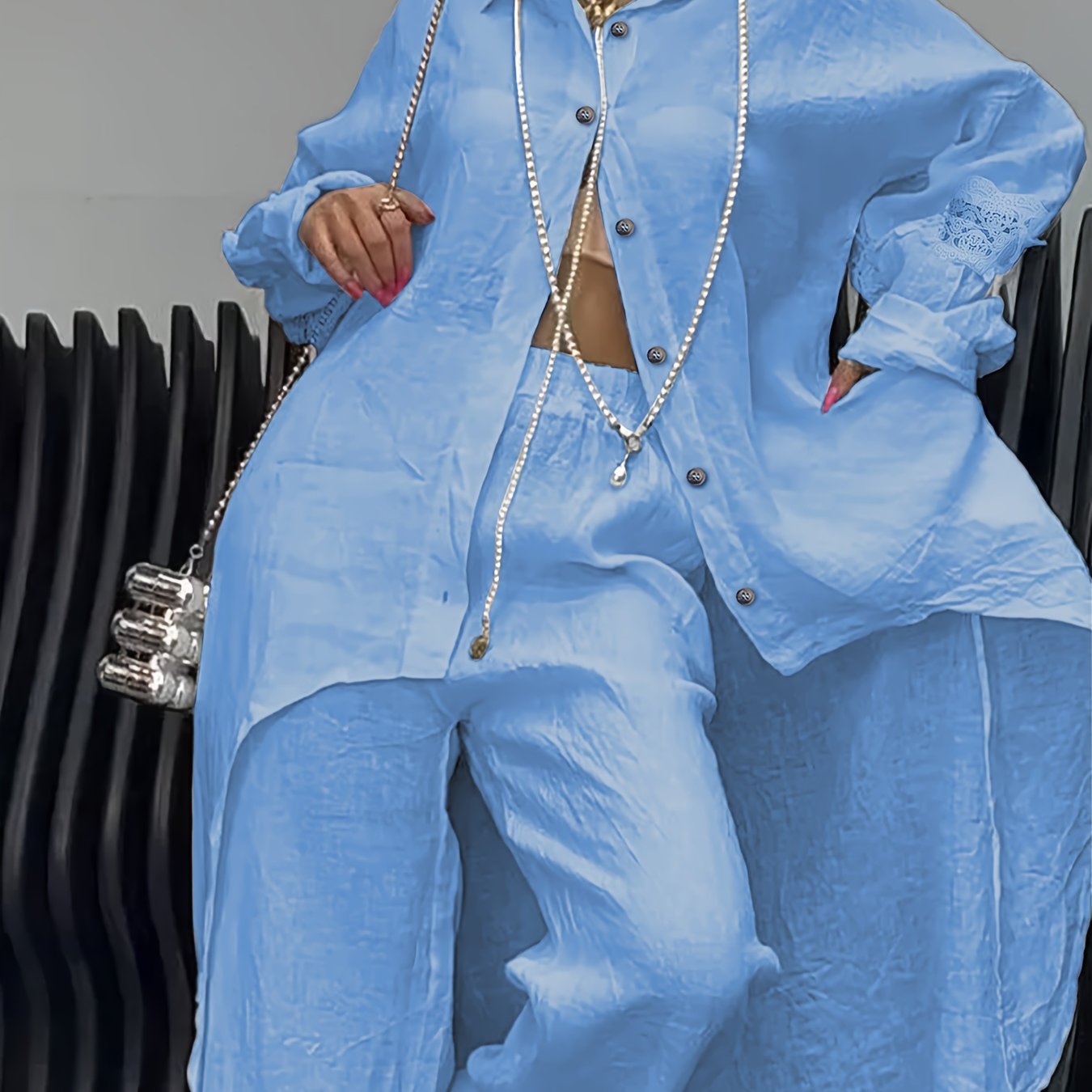 Stylish Women's Long Shirt and Pants Set