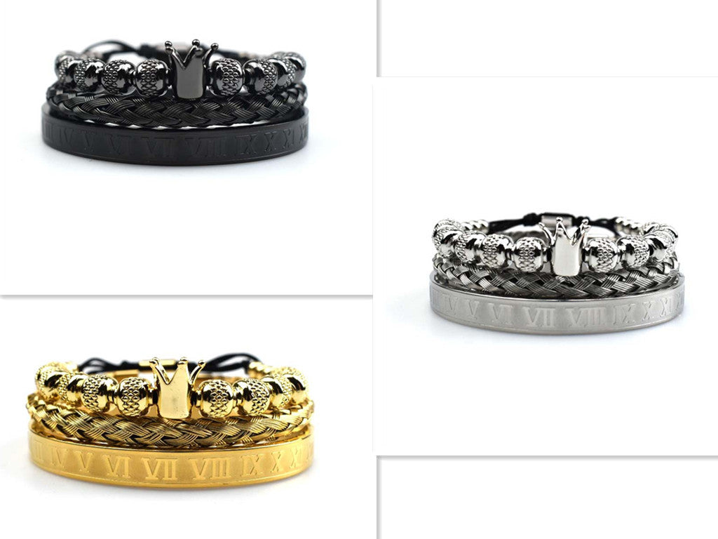 Luxury Roman Royal Crown Charm Bracelet for Men