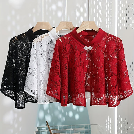 Breathable Elegant Floral Lace Shawl Wrap for Women