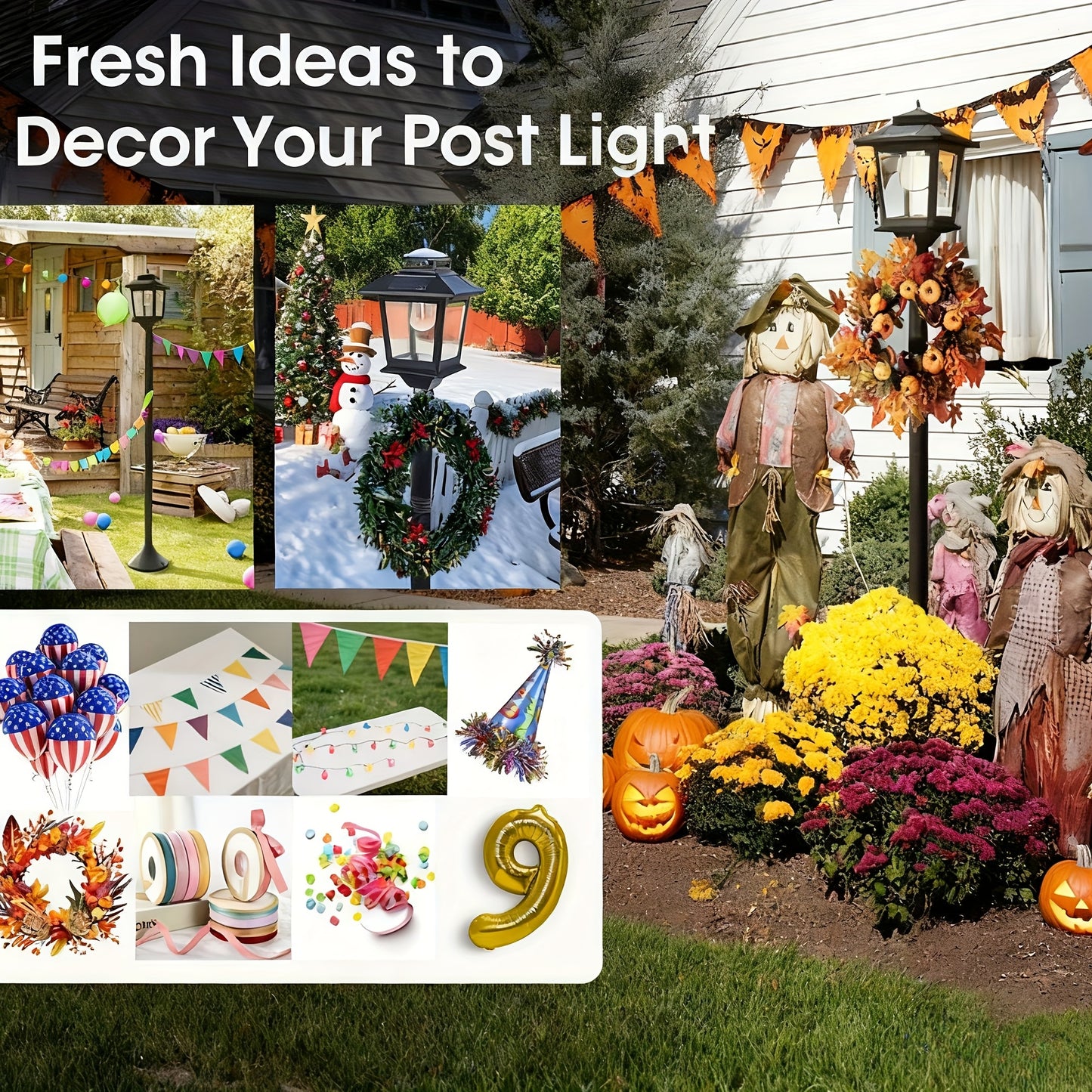 2 Pack of 63-inch Solar Lamp Post Lights