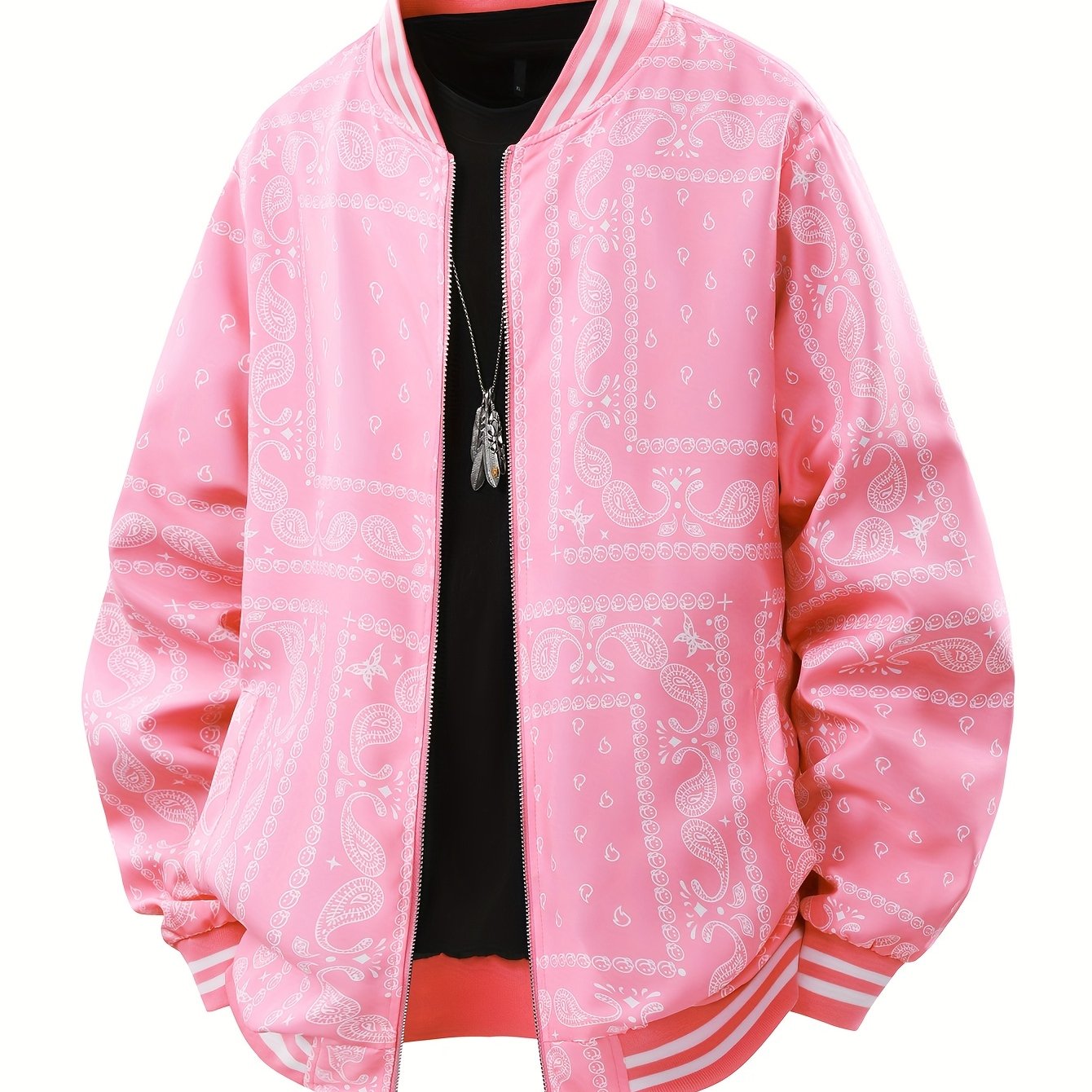 Men’s Vintage-Inspired Paisley Bomber Jacket