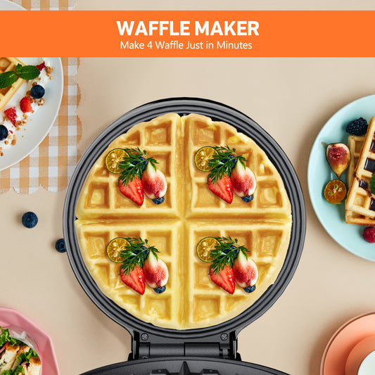 8-Inch 1000W Classic Belgian Waffle Maker – 4-Slice Double-Sided Nonstick Waffle Iron