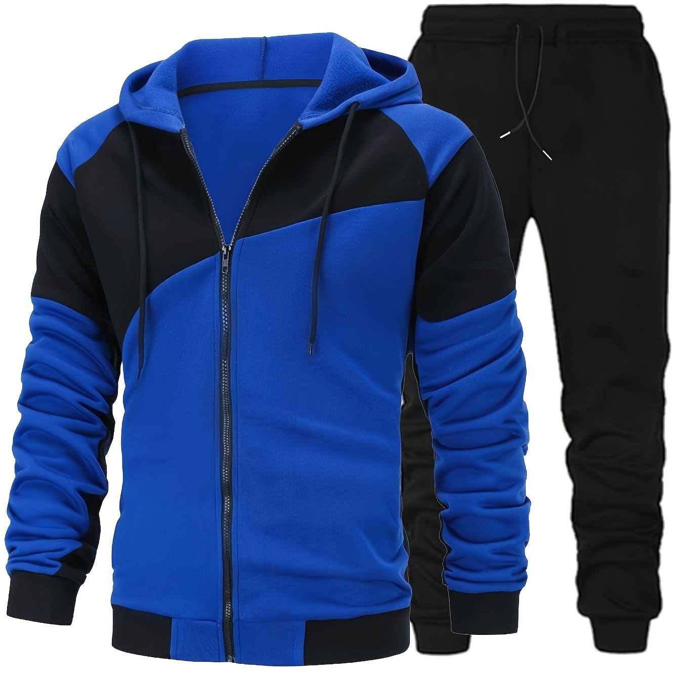 Autumn Winter Men's Zipper Hoodie Suit-Fleece Hoodie Men's Casual Sportswear Set