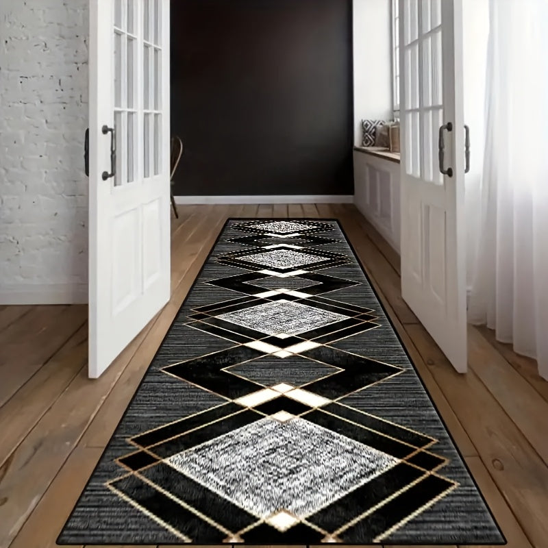 Velvet Runner Rug – 1pc Machine Washable Non-Slip Long Rug