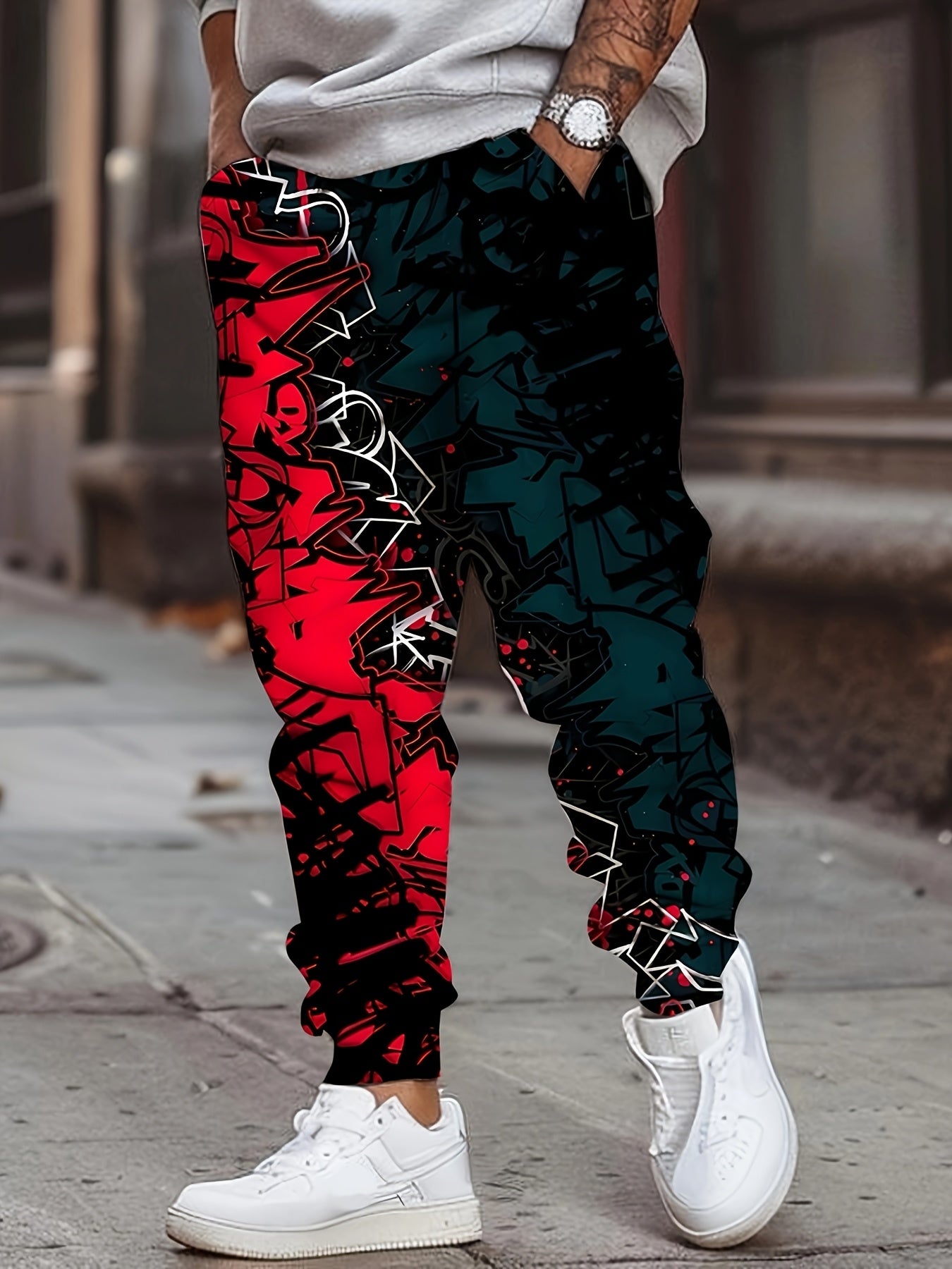 Lifestyle Flex Men's Stylish 3D Graffiti Print Joggers