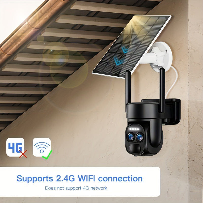 10x Zoom 360° Solar-Powered WiFi Security Camera – 2K FHD