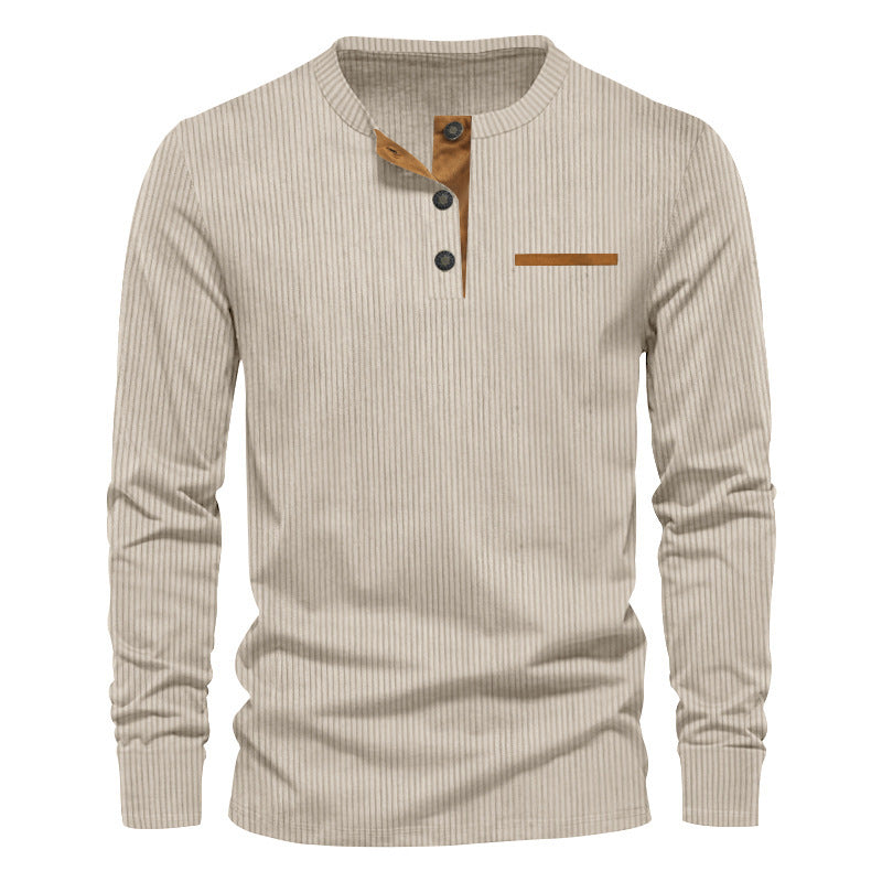 Men’s Independent Stand Corduroy Casual Henley.
