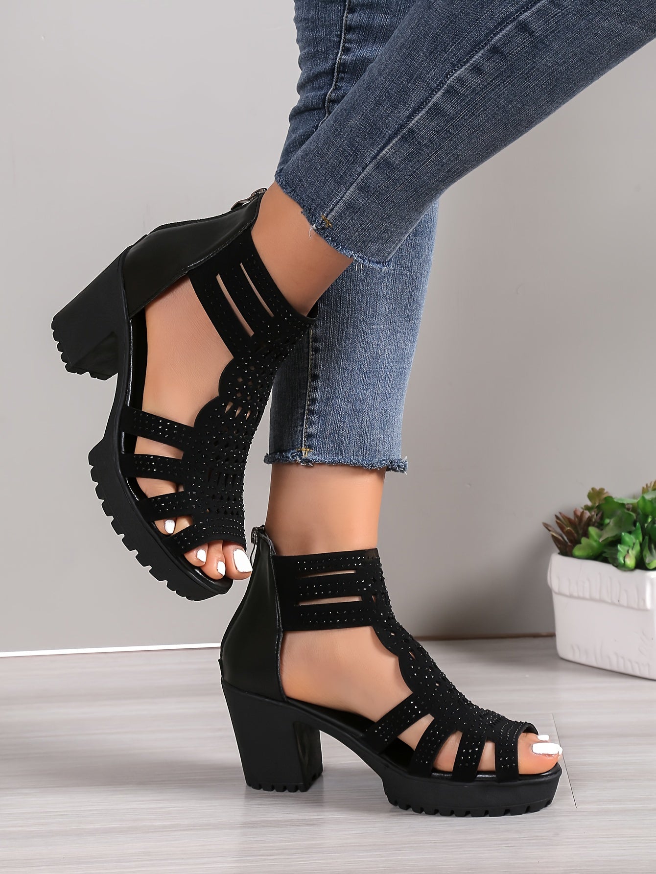 Stylish High Heel Women's Sandals – Summer Chic with a Sparkle