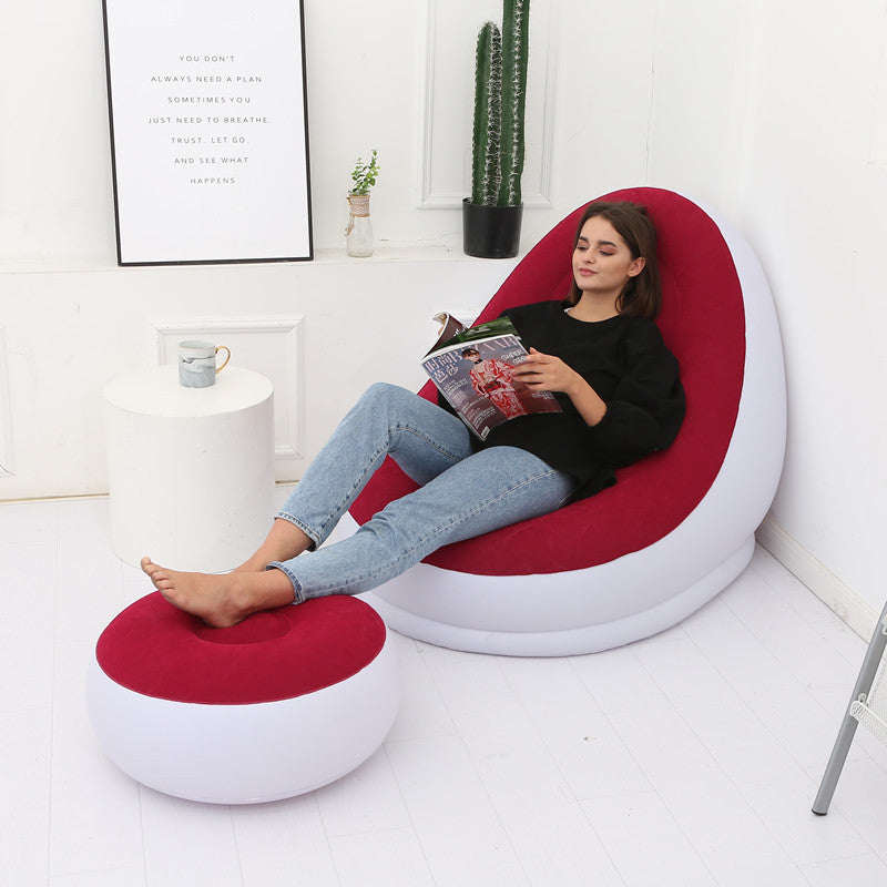 Inflatable Air Mattress Lazy Sofa Deck Chair with Leg Rest