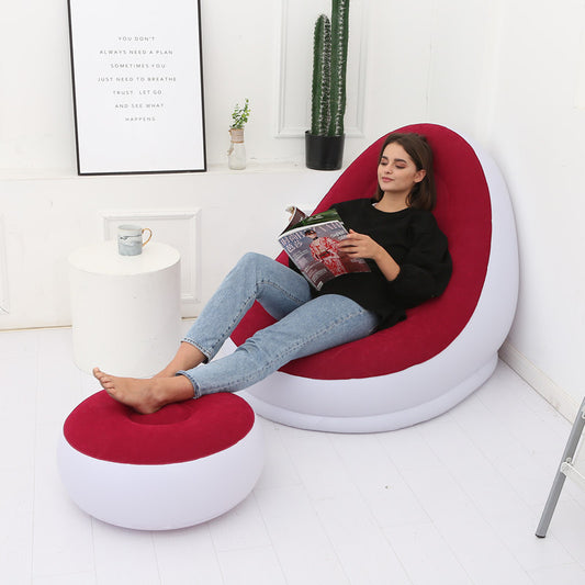 Inflatable Air Mattress Lazy Sofa Deck Chair with Leg Rest