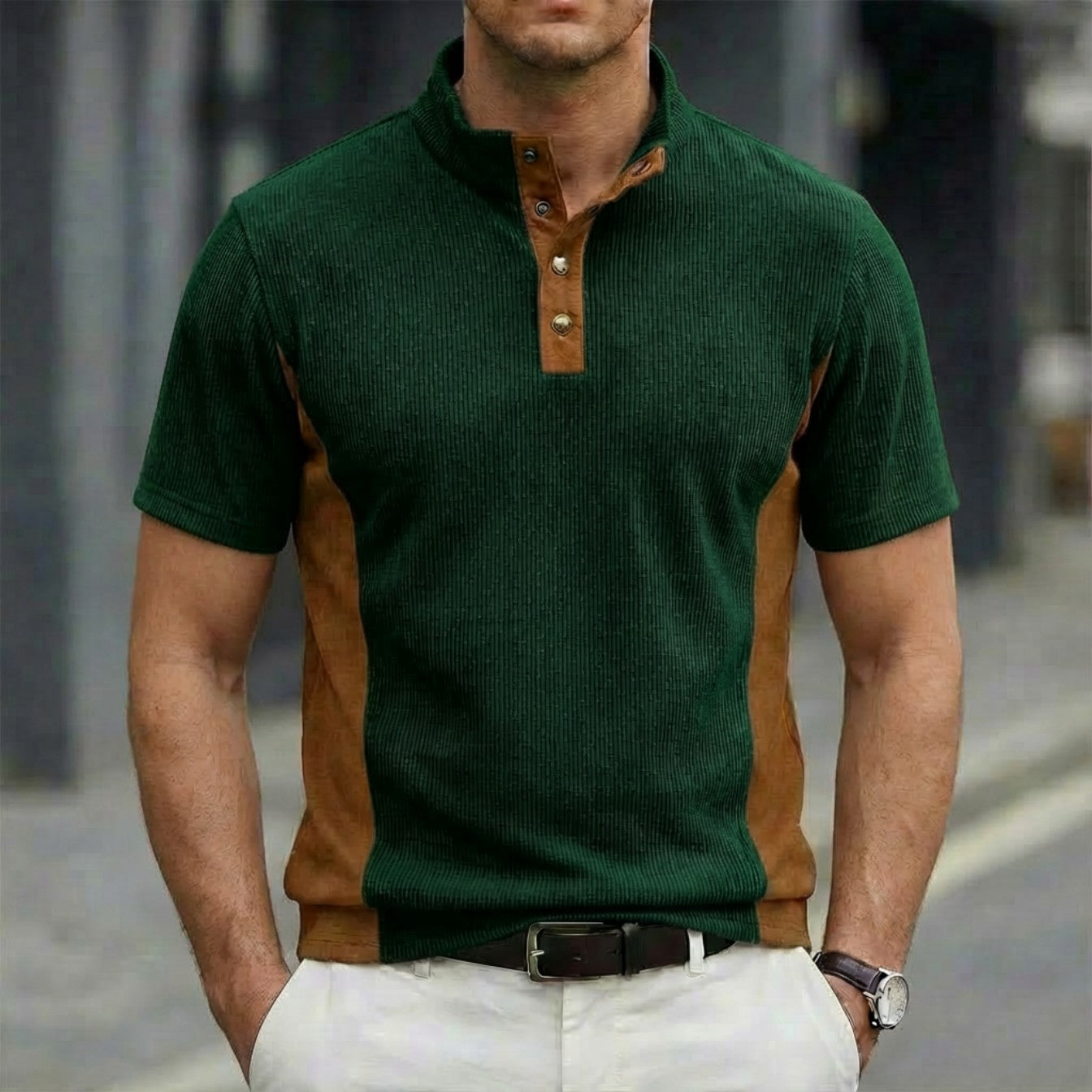 BYLT Basics Stand Collar Short Sleeve Polo
