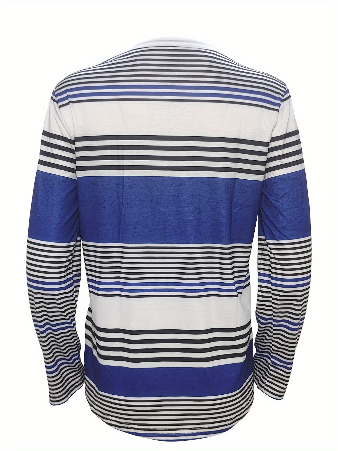 Striped Contrast Button T-Shirt – Long Sleeve Casual Tee for Women