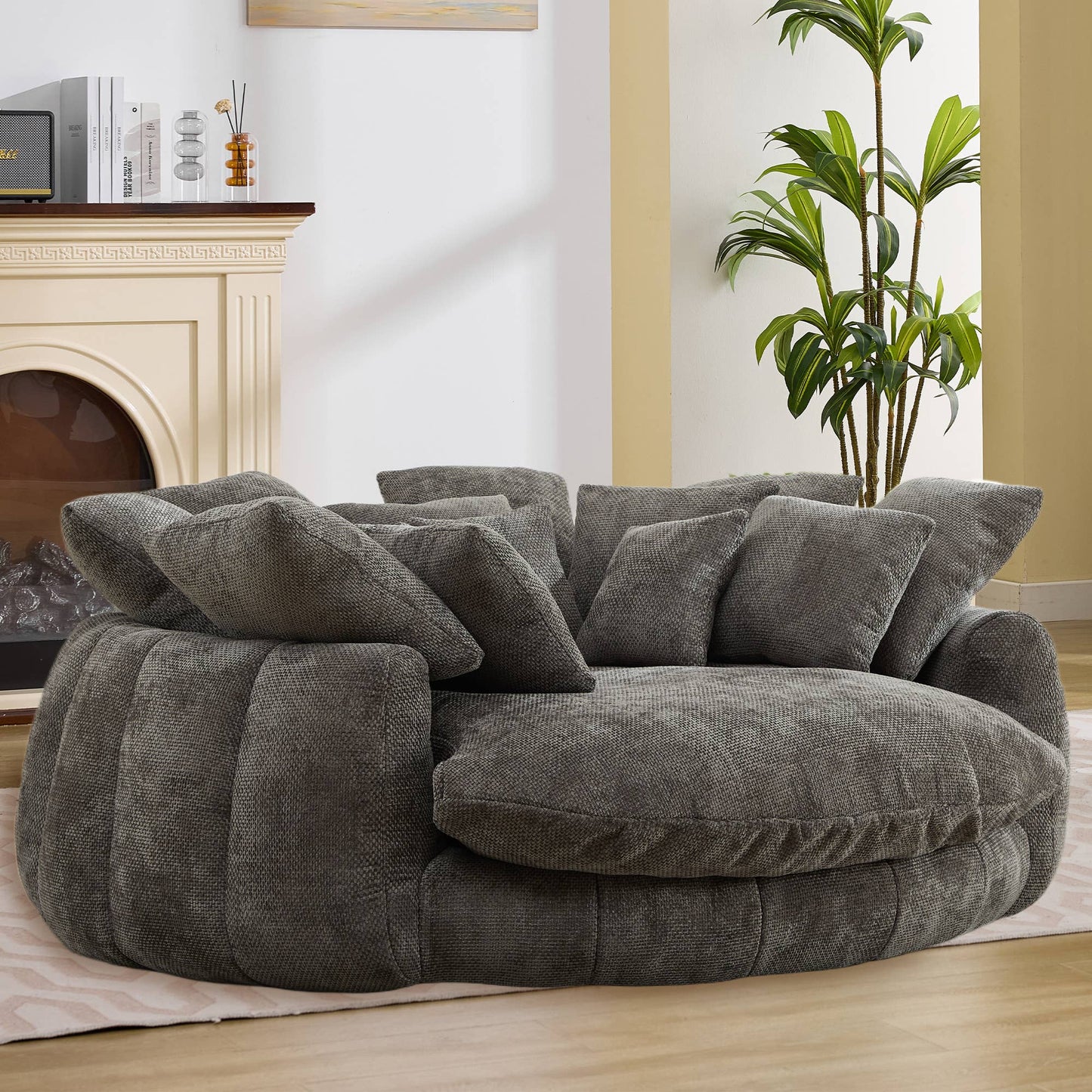 71.6" Oversized Chenille Bean Bag Sofa Chaise, 6 Colors