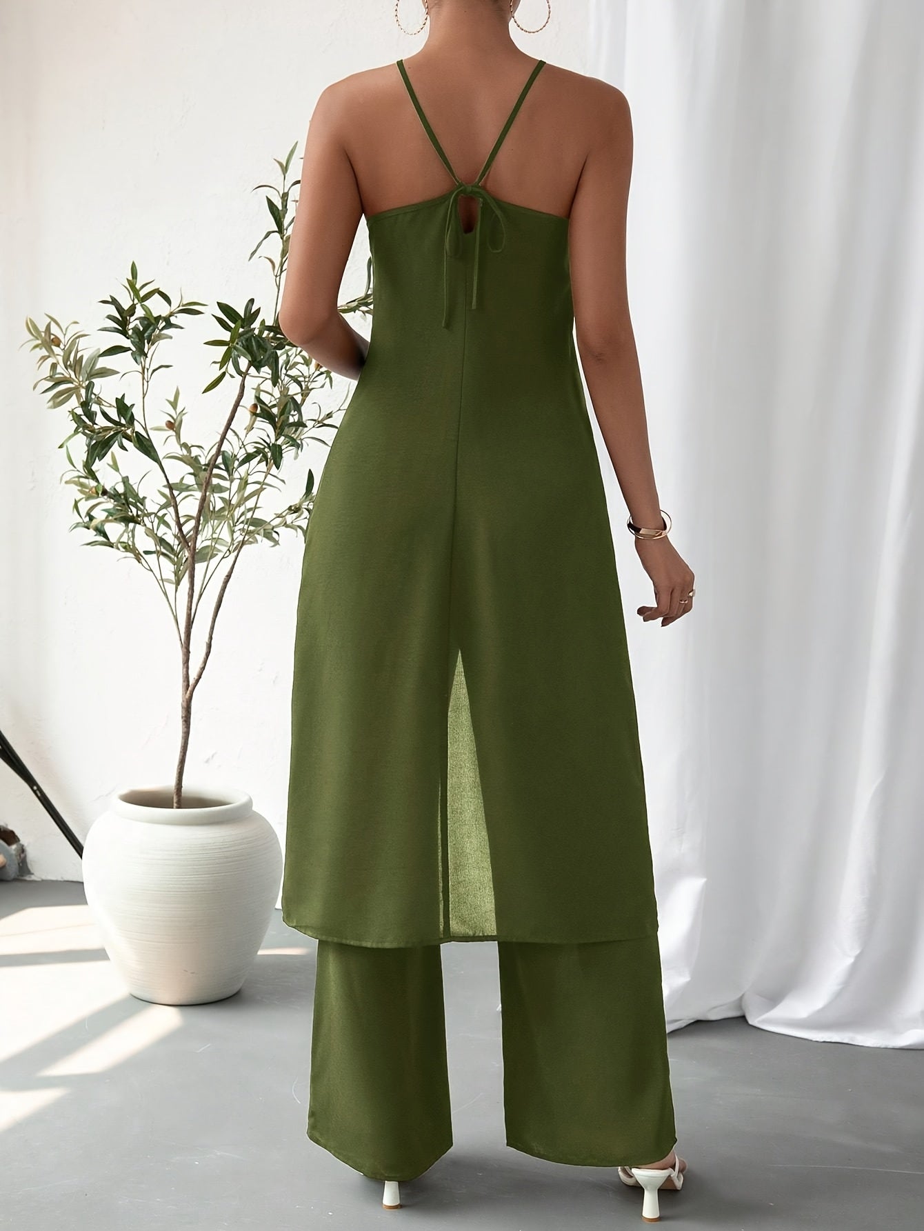 Elegant Casual Solid Color Women's Camisole 2pcs Set