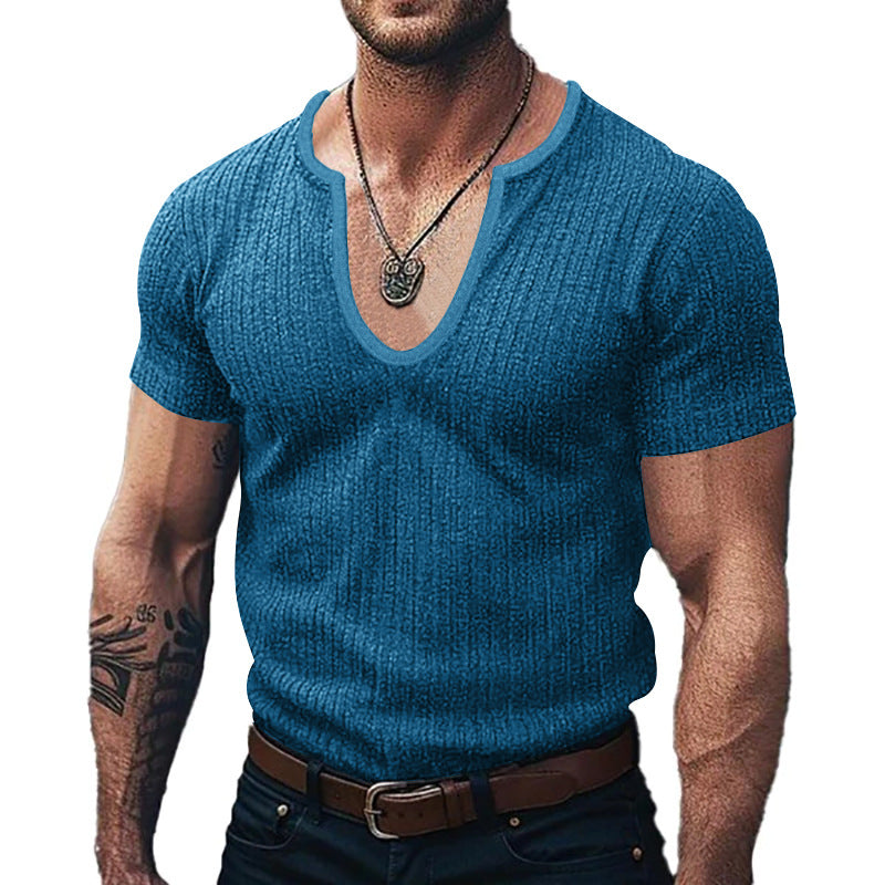 Men’s Slim Fit V-Neck T-Shirt – Solid Color Casual Basic Tee