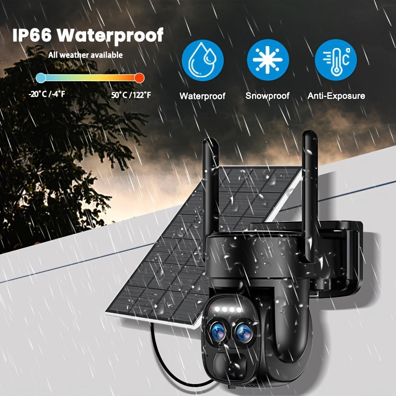 10x Zoom 360° Solar-Powered WiFi Security Camera – 2K FHD