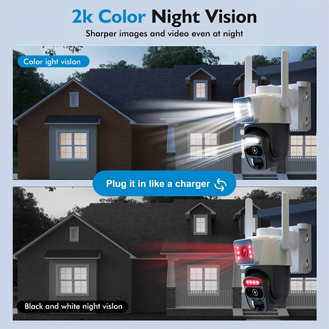 7pcs Hawkray Solar-Powered Wireless Outdoor Security Cameras