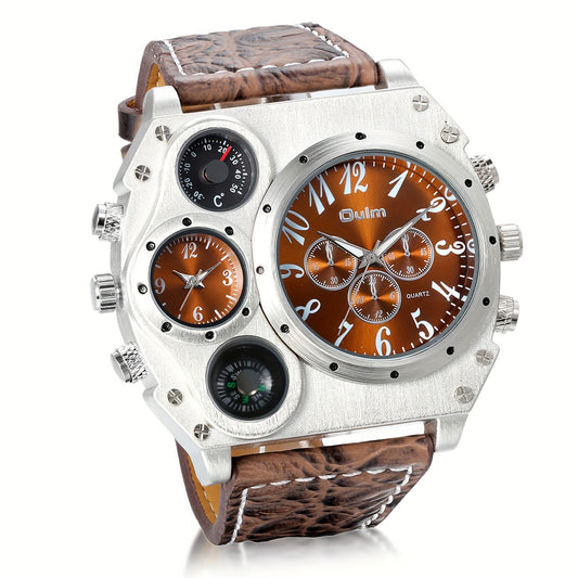 Men's Dual Time Zone Quartz Watch – Casual Sport Style