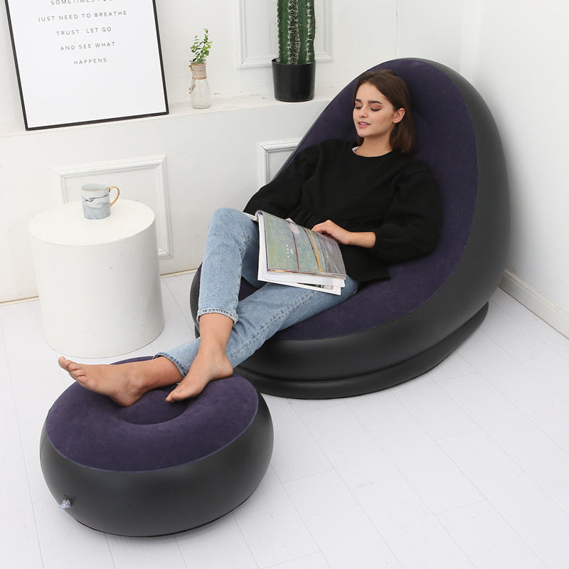 Inflatable Air Mattress Lazy Sofa Deck Chair with Leg Rest