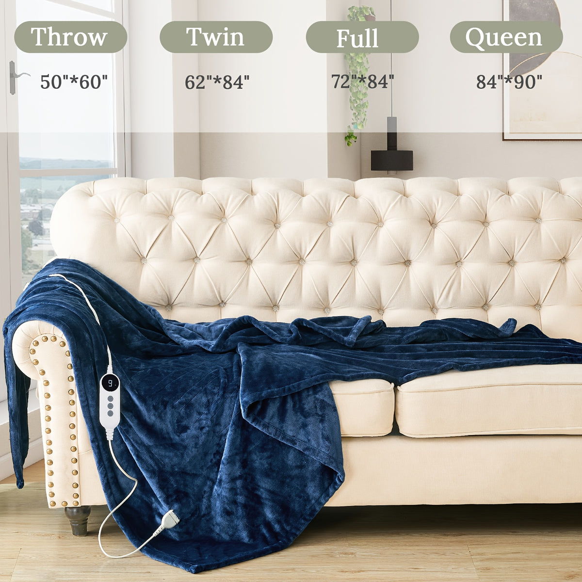 Heated Electric Blanket – All Sizes | Cozy Warm Double-Sided Flannel
