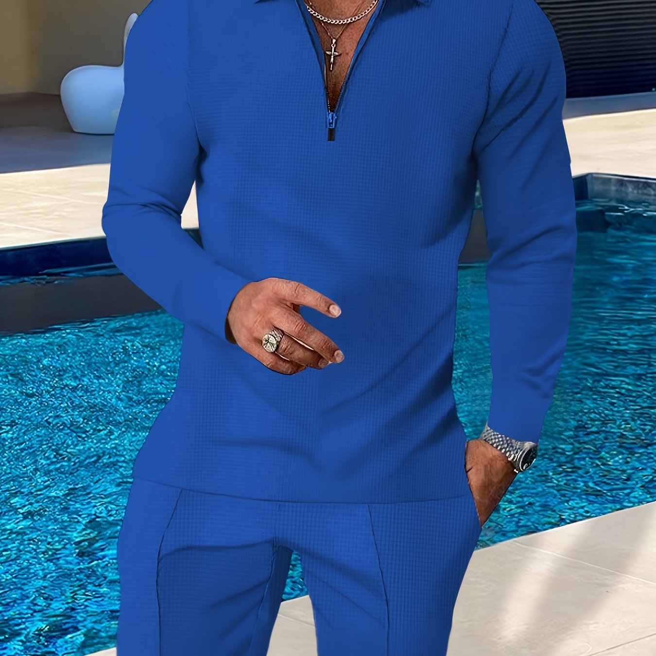 Men's Casual Polyester Sweatsuit Set