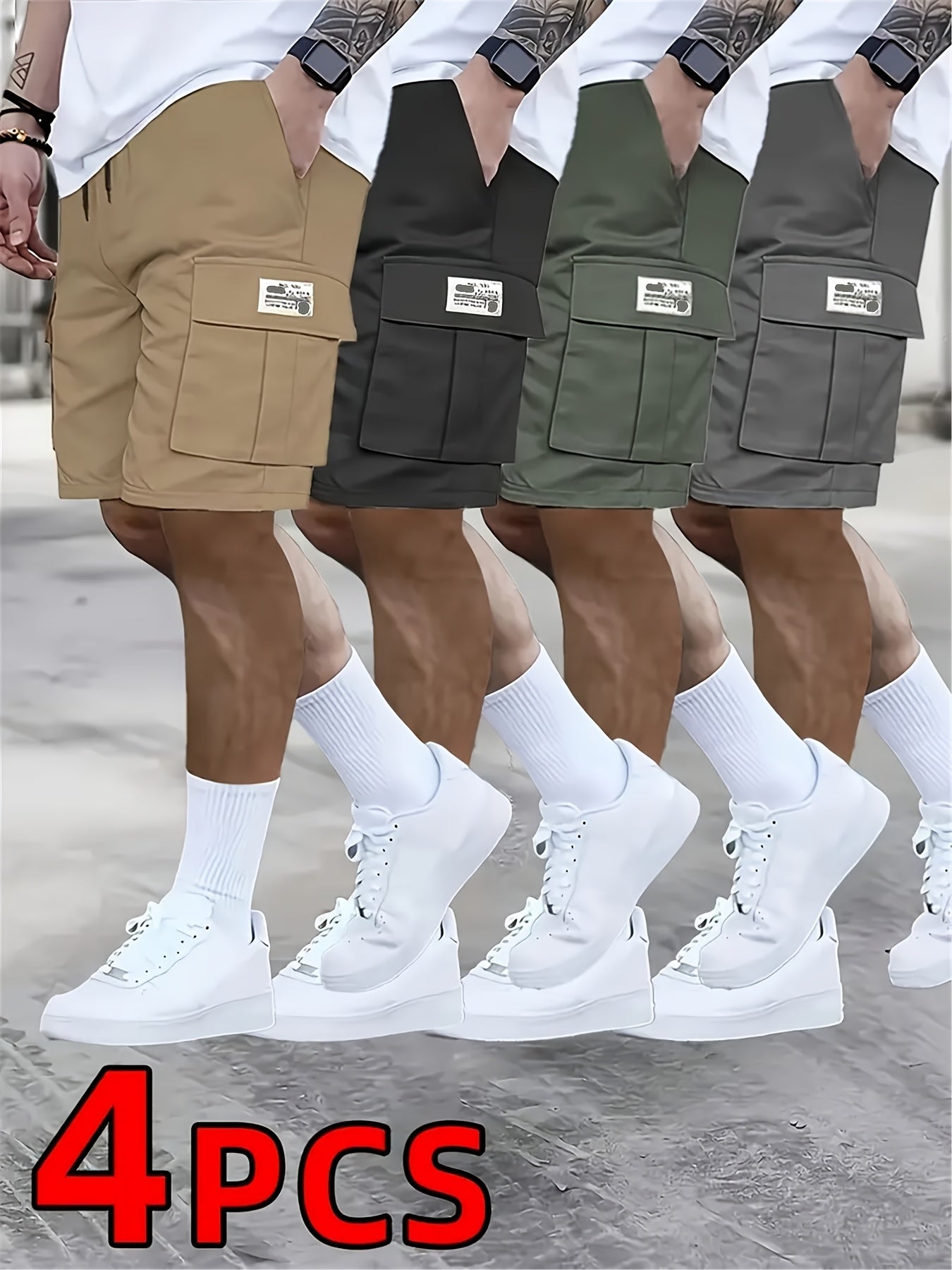 Men’s Casual Loose Workwear Shorts – 4-Pack