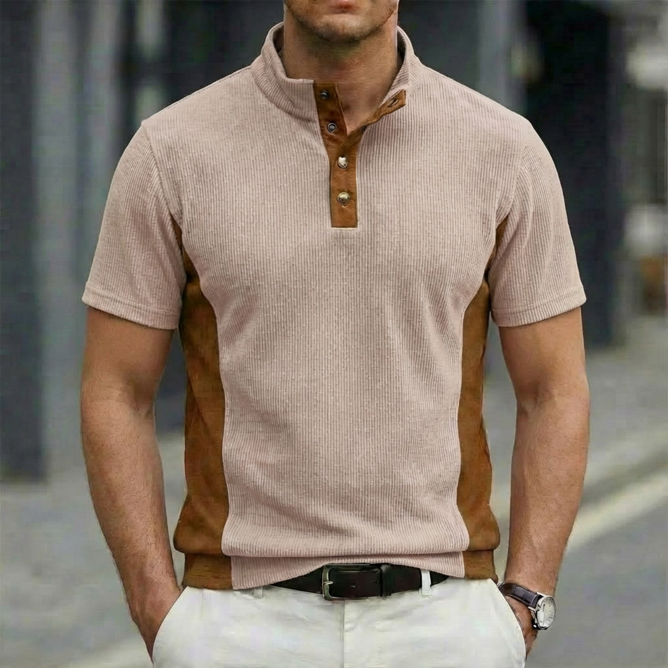 BYLT Basics Stand Collar Short Sleeve Polo