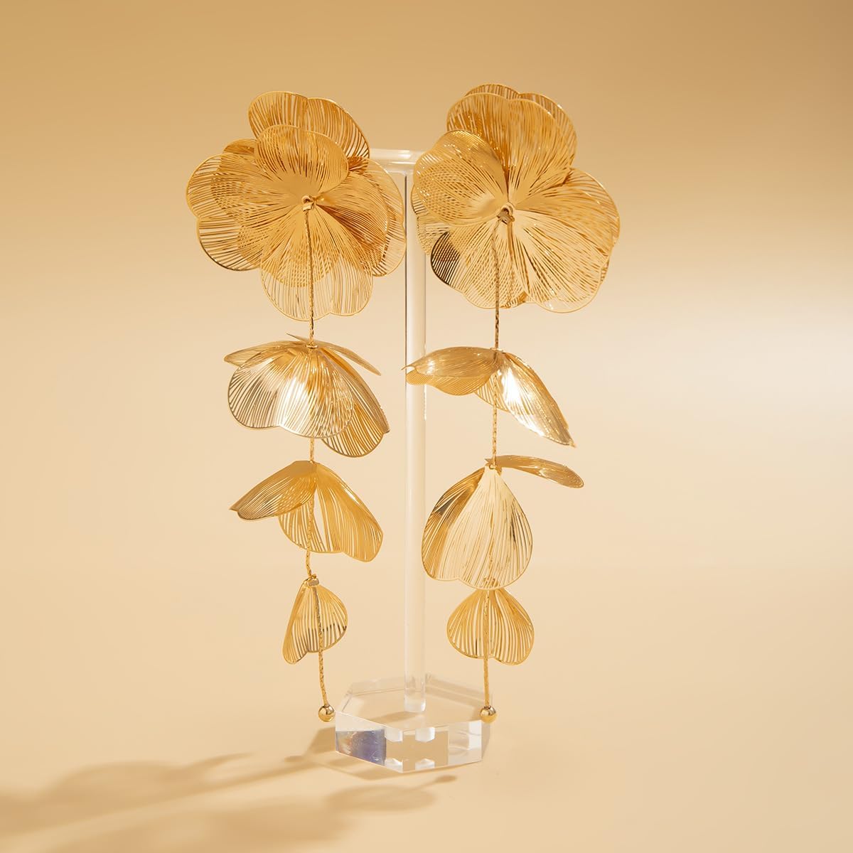 Flower Dangle Drop Earrings Long Dangle Earrings for Women Flower Dangle Earrings Statement Earrings Long Tassel Earrings Chunky Gold Statement Jewelry