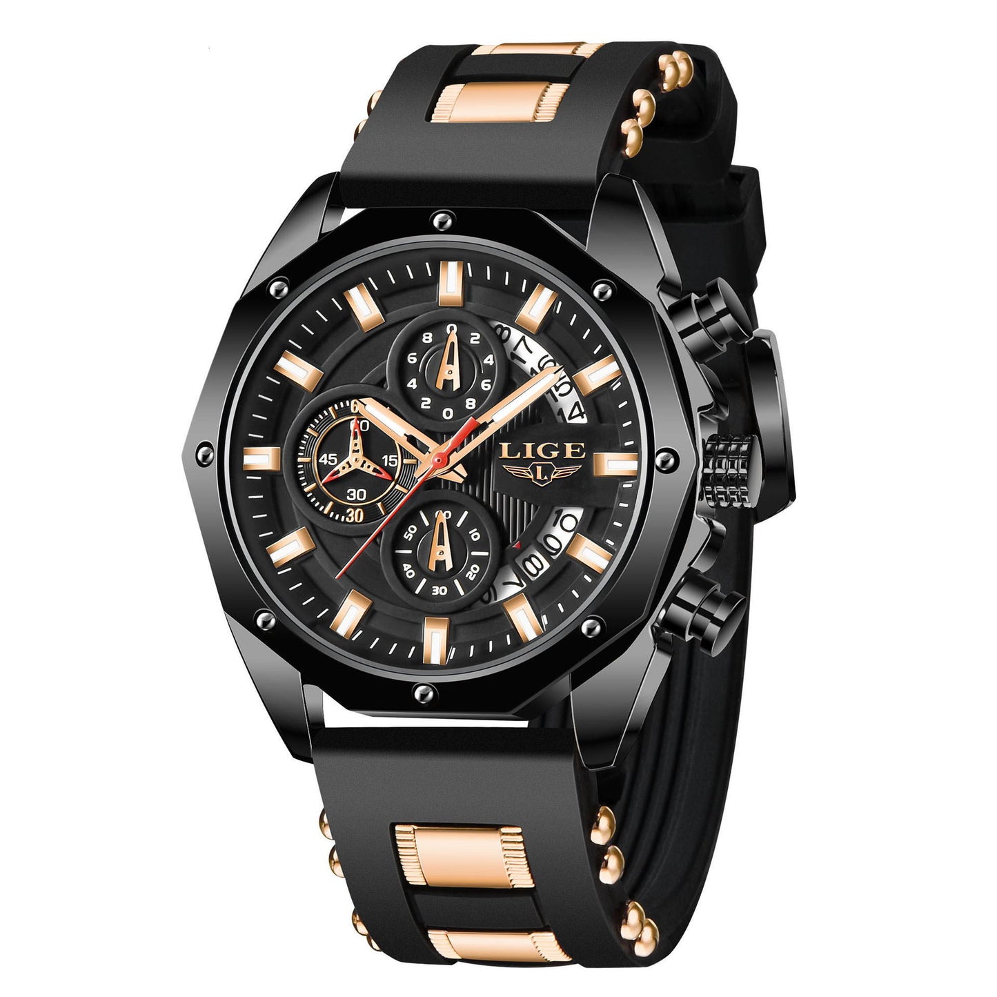 Luxury Men's Sports Watch – Chronograph Quartz with Silicone Band