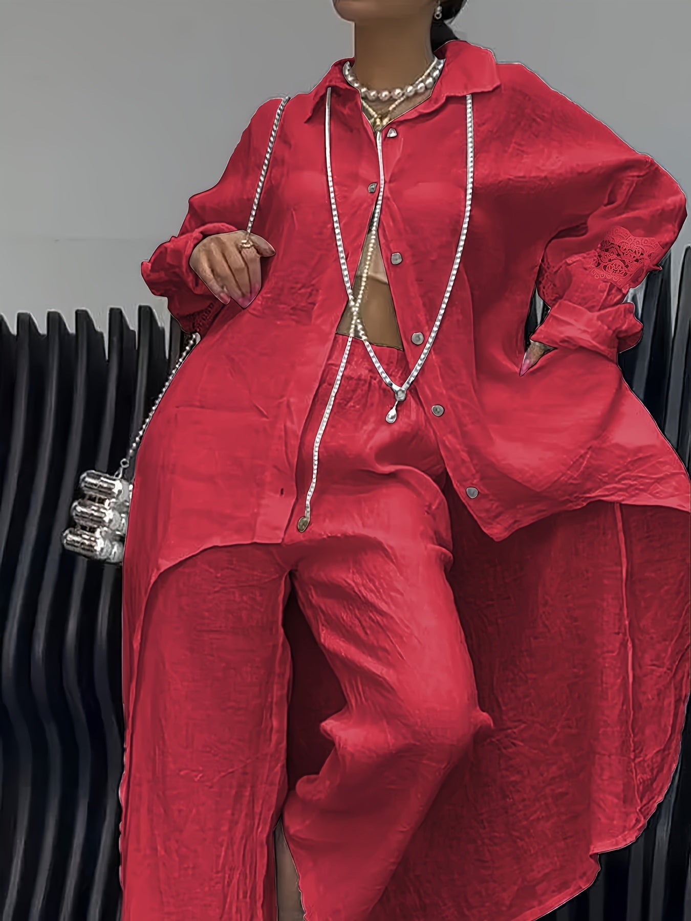 Stylish Women's Long Shirt and Pants Set