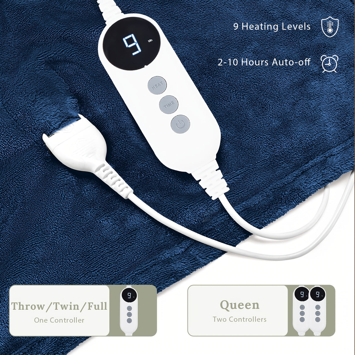 Heated Electric Blanket – All Sizes | Cozy Warm Double-Sided Flannel