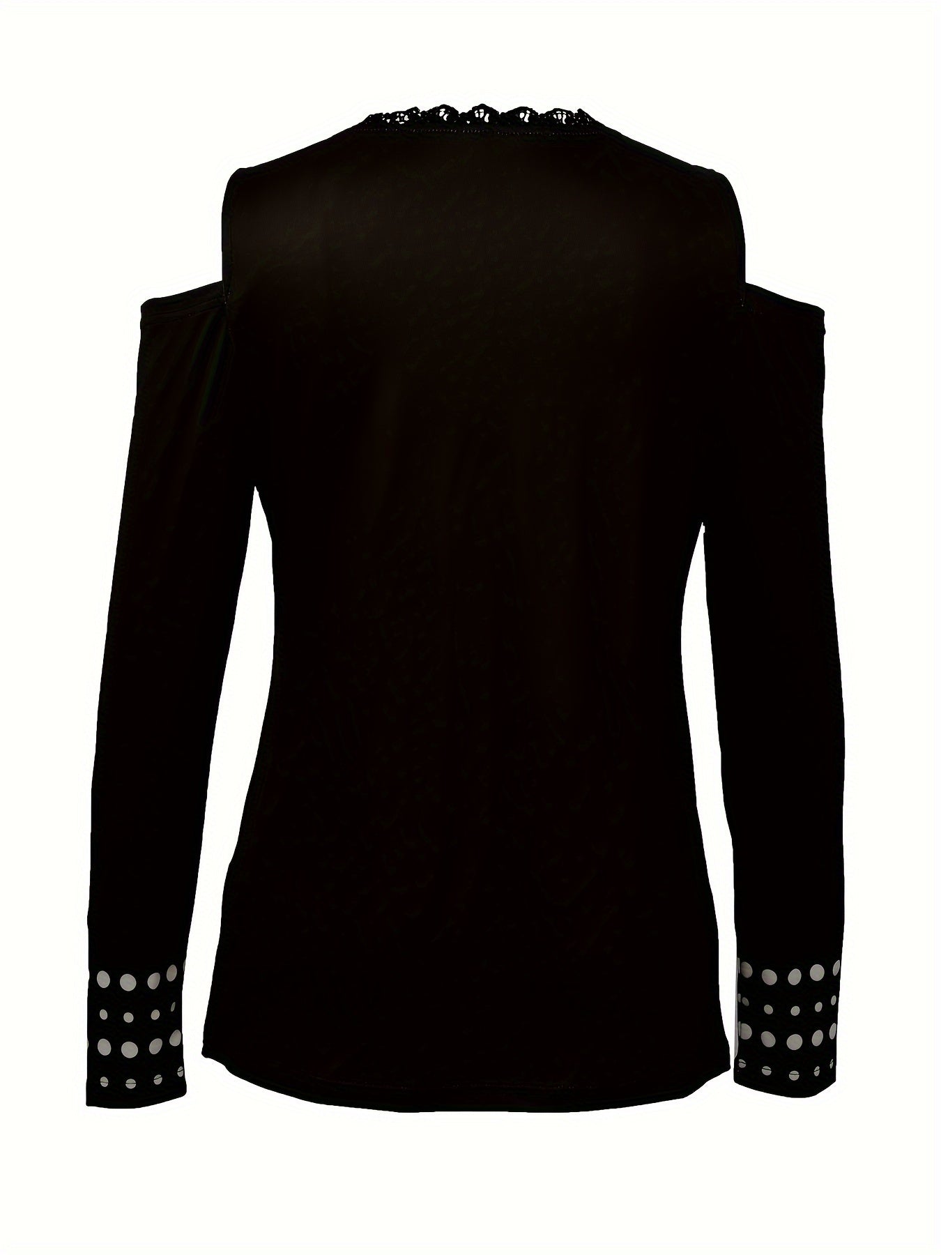 Vintage Skull Print Cold Shoulder T-Shirt – Women’s Long Sleeve Tee for Spring & Fall