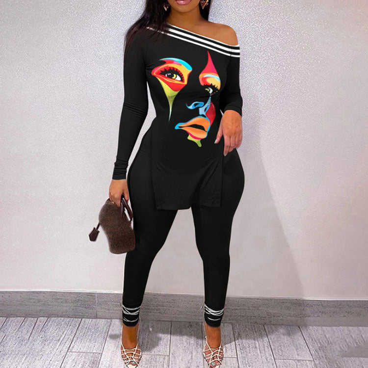 Women's Urban Style 3D Character Print Long Sleeve 2 pc Set