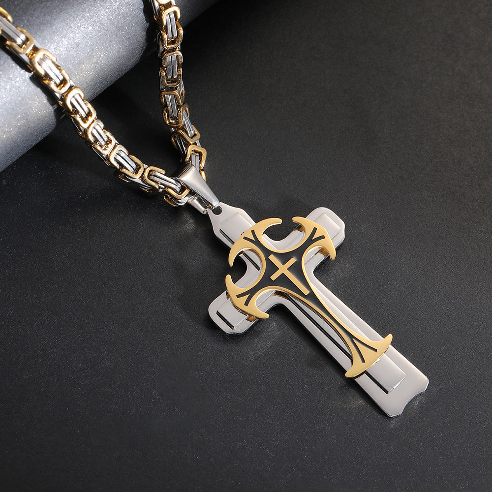 Christian Trinity Latin Cross Necklace for Men